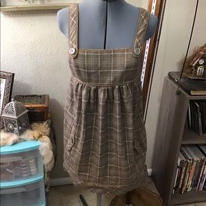 Plaid Jumper Dress with Pockets